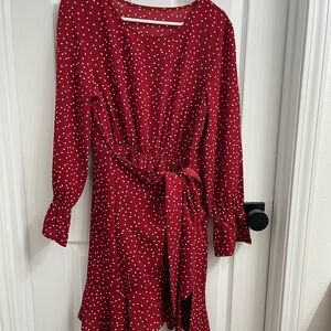 Elegant Red Polka Dot Dress
